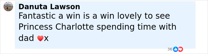 Comment by Danuta Lawson praising Princess Charlotte’s reaction to England’s dramatic shootout win against Spain. Comment by Danuta Lawson praising Princess Charlotte’s reaction to England’s dramatic shootout win against Spain.
