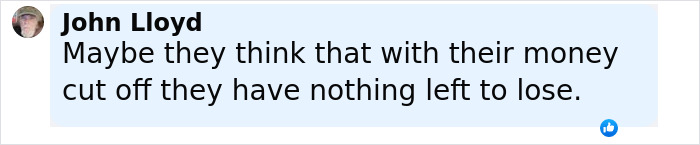 Comment from John Lloyd discussing the impact of money being cut off, related to violent messages on Elmo’s X account. Comment from John Lloyd discussing the impact of money being cut off, related to violent messages on Elmo’s X account.
