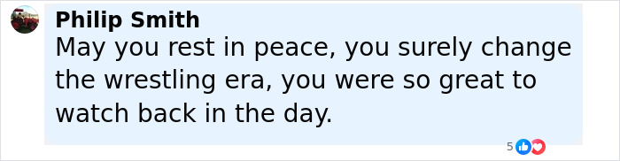Comment by Philip Smith expressing condolences and reflecting on the pro wrestler's impact during Hulk Hogan's press conference.