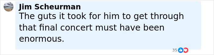 Comment by Jim Scheurman about the emotional courage during Black Sabbath's final concert after Ozzy's passing.