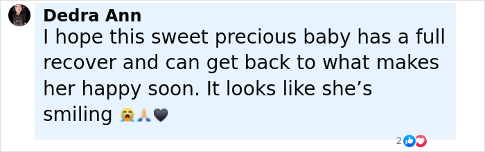 Comment expressing hope for a baby beaver's full recovery and noting its smiling, grateful expression after rescue.