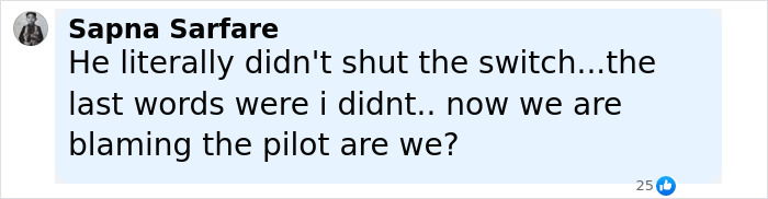 Comment on Air India pilot&rsquo;s final words, questioning blame amid personal turmoil on day of crash.