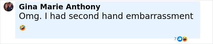 Social media comment expressing secondhand embarrassment related to Olympic Gold Medalist Mary Lou Retton's sobriety test video.