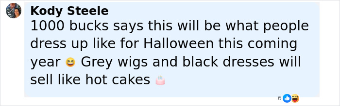 Text message screenshot with Kody Steele predicting Halloween costumes as grey wigs and black dresses linked to woman who recorded CEO cheating on Coldplay kiss cam.