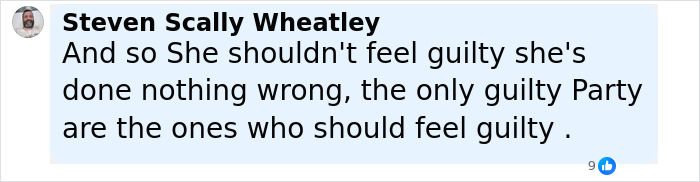 Comment by Steven Scally Wheatley discussing guilt related to the woman who recorded CEO cheating on Coldplay Kiss Cam.