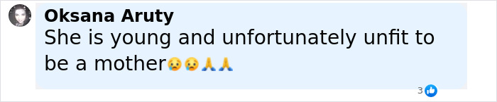 Comment on social media stating she is young and unfit to be a mother, related to baby lost in car and tougher charges. - 28