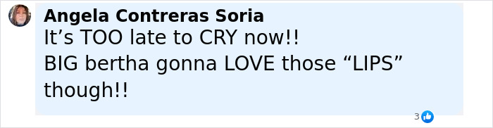 Social media comment reacting to mom sobbing in court after baby lost his life in car during lip filler appointment. - 7