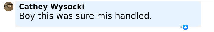 Comment by Cathey Wysocki stating Boy this was sure mis handled, referencing epic police fail in a discussion thread. - 12