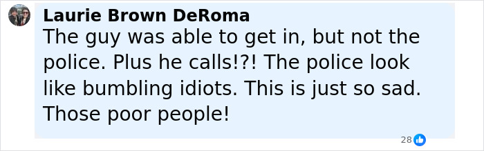Comment criticizing police response to American Idol exec and husband found days after 911 call, highlighting police fail. - 19