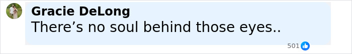 Comment by Gracie DeLong on social media expressing a chilling reaction related to Devil's Den suspect case. - 5