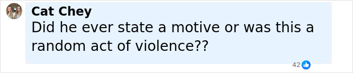 Facebook comment by user Cat Chey asking about the motive in the Devil's Den case involving a brutal slaying. - 12