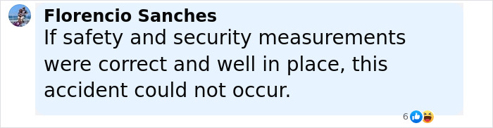 Comment by Florencio Sanches about safety measures preventing accident of man sucked into plane engine.