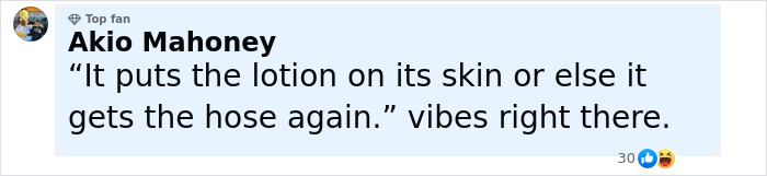 Comment by Akio Mahoney referencing a chilling quote from a horror movie, posted in an online conversation.