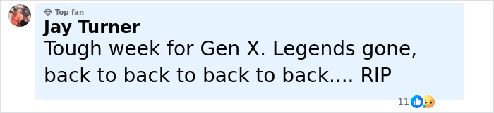 User comment expressing sadness over the passing of legendary jazz musician at age 84. - 21