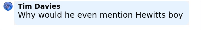 Comment from Tim Davies questioning why Prince Harry was mentioned, relating to the topic of Prince Harry snubbed by King Charles. Comment from Tim Davies questioning why Prince Harry was mentioned, relating to the topic of Prince Harry snubbed by King Charles.