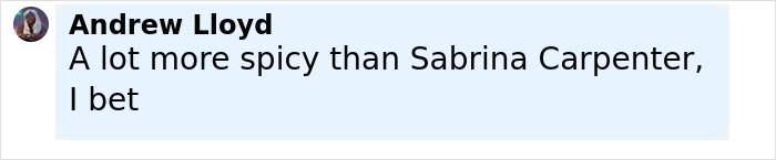 Comment by Andrew Lloyd stating a show is spicier than Sabrina Carpenter&rsquo;s performance.