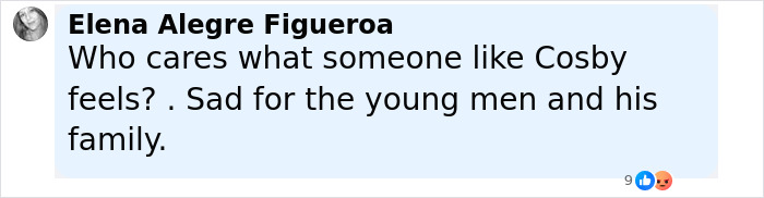 User comment on social media expressing sympathy for Malcolm-Jamal Warner’s family after tragic accident, mentioning Cosby’s feelings. - 24