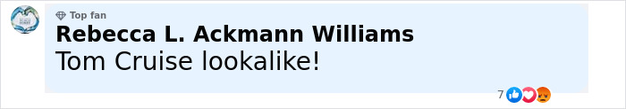Comment on social media post praising Young Sheldon child star as a Tom Cruise lookalike, sparking fan comparisons.