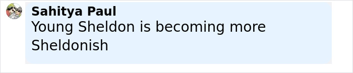 Fan comment about Young Sheldon child star growing up and being compared to Tom Cruise by fans.