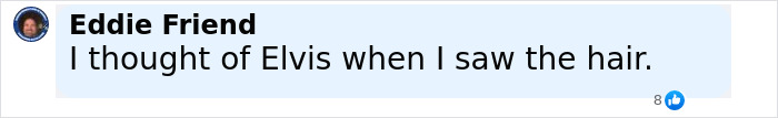 Comment from Eddie Friend mentioning Elvis when seeing the hair, related to Young Sheldon child star now 17 and fans comparing him to Tom Cruise.