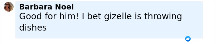 Facebook comment by Barbara Noel reacting humorously to Sofia Vergara and Tom Brady summer romance news.