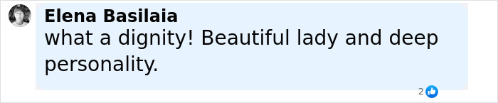 Comment by Elena Basilaia praising dignity and personality in a black and white profile picture, support group breaks silence.