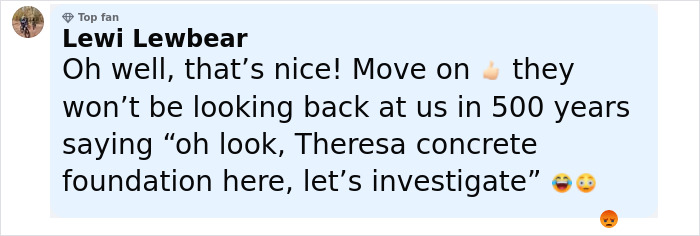 Facebook comment by Lewi Lewbear humorously reacting to highway construction revealing historical Roman Empire and Iron Age findings. Facebook comment by Lewi Lewbear humorously reacting to highway construction revealing historical Roman Empire and Iron Age findings.