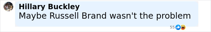 Comment on social media by Hillary Buckley joking about Russell Brand, related to Katy Perry and Orlando Bloom breakup discussion. Comment on social media by Hillary Buckley joking about Russell Brand, related to Katy Perry and Orlando Bloom breakup discussion.