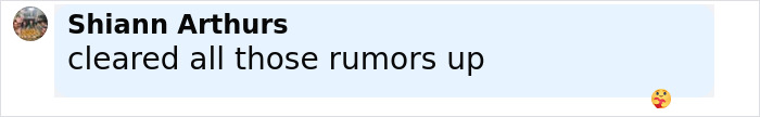 Comment by Shiann Arthurs in black text on light blue background, addressing rumors about marriage and mental struggles.