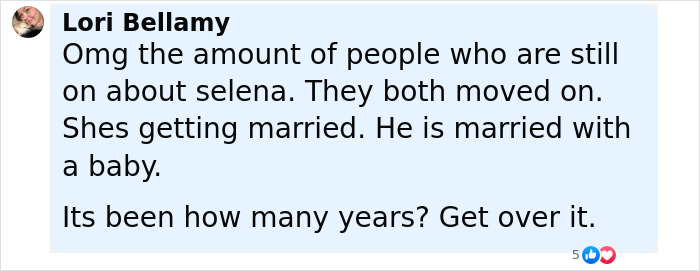 Comment from Lori Bellamy discussing marriage and moving on, reflecting on mental struggles and relationships in public conversations.