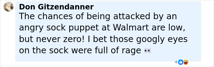 Comment about an attack involving a sock full of rocks at Walmart by a former reality TV child star.