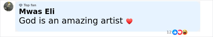 Comment praising God as an amazing artist with a red heart emoji in a social media post. - 18