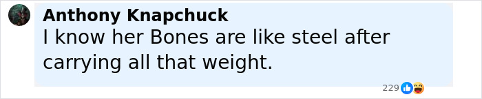 Comment by Anthony Knapchuck discussing Tammy Slaton&rsquo;s strong bones after weight loss.