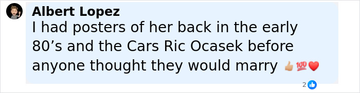 Comment from Albert Lopez about having posters of a supermodel from the early 80s with praise expressed. - 21