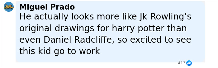 Comment from Harry Potter fan mentioning JK Rowling's original drawings and excitement for new HBO show casting.