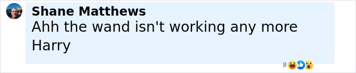 Screenshot of a social media comment by Shane Matthews mentioning a wand not working, related to Twilight intimate scene discussion.