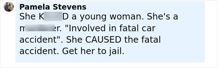 Comment by Pamela Stevens demanding justice after babysitter fatally hit by wife of Lufthansa CEO in a tragic accident.