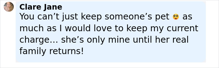 Text message from Clare Jane expressing a dispute over keeping a pet during a family emergency pet-sitting situation. - 20