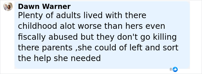 Comment by Dawn Warner discussing a woman who lived with deceased parents and why she did it. - 11