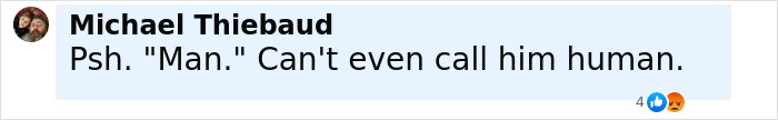 Comment by Michael Thiebaud expressing anger and disbelief about a man involved in a horrifying family slaying incident.