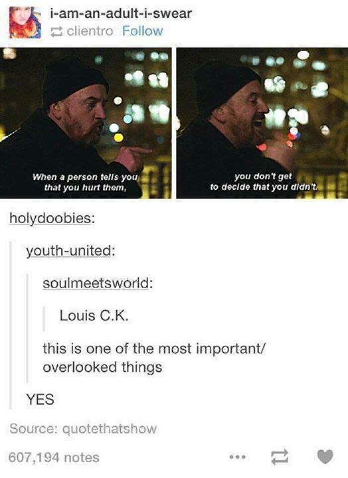 Tumblr post showing a quote about emotional boundaries with a man in a beanie expressing the message on a city night background.