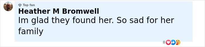 Comment from Heather M Bromwell expressing sadness about the young flood victim and their family&rsquo;s fear.