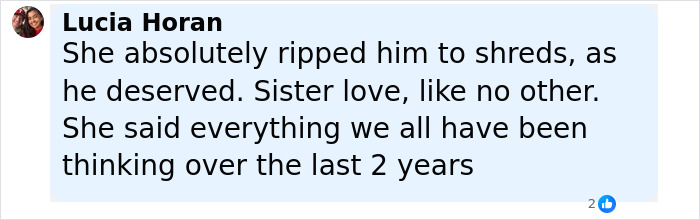 Screenshot of social media comment praising Idaho massacre victim Kaylee Goncalves' sister's powerful takedown of Bryan Kohberger at trial. - 28