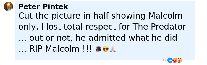 Comment by Peter Pintek expressing grief over Malcolm-Jamal Warner’s tragic accident and mentioning Bill Cosby. - 23