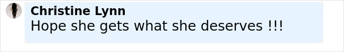 Text comment from Christine Lynn expressing a strong opinion about a girl involved in a tragic family incident.