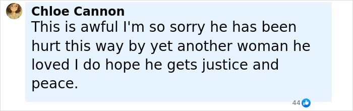 Facebook comment by Chloe Cannon expressing sympathy for Johnny Depp&rsquo;s dark childhood with violent mom.