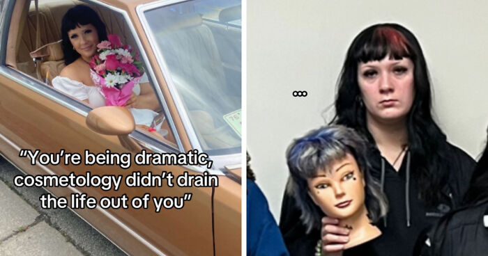 Before and after life happened photos showing changes in appearance and emotions of different individuals.