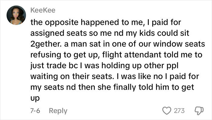 Comment about a flight passenger refusing to give up a paid assigned seat, causing conflict with other passengers. Comment about a flight passenger refusing to give up a paid assigned seat, causing conflict with other passengers.