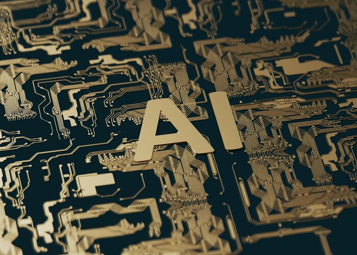 Close-up of a gold AI circuit board symbolizing technology and the internet on the brink of collapse. - 11
