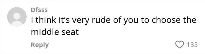 Comment on social media criticizing plus-size traveler for choosing middle seat, sparking debate on booking 2 airline seats.